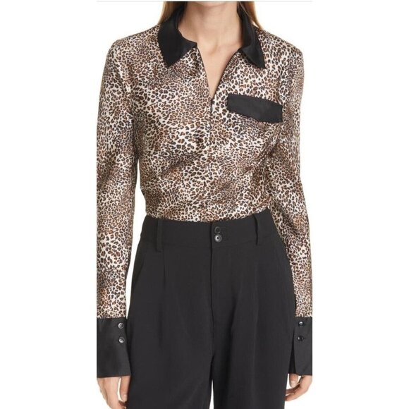 Baum und Pferdgarten Mirinda Animal Print Silk Blouse Size 8 Leopard - Picture 1 of 7